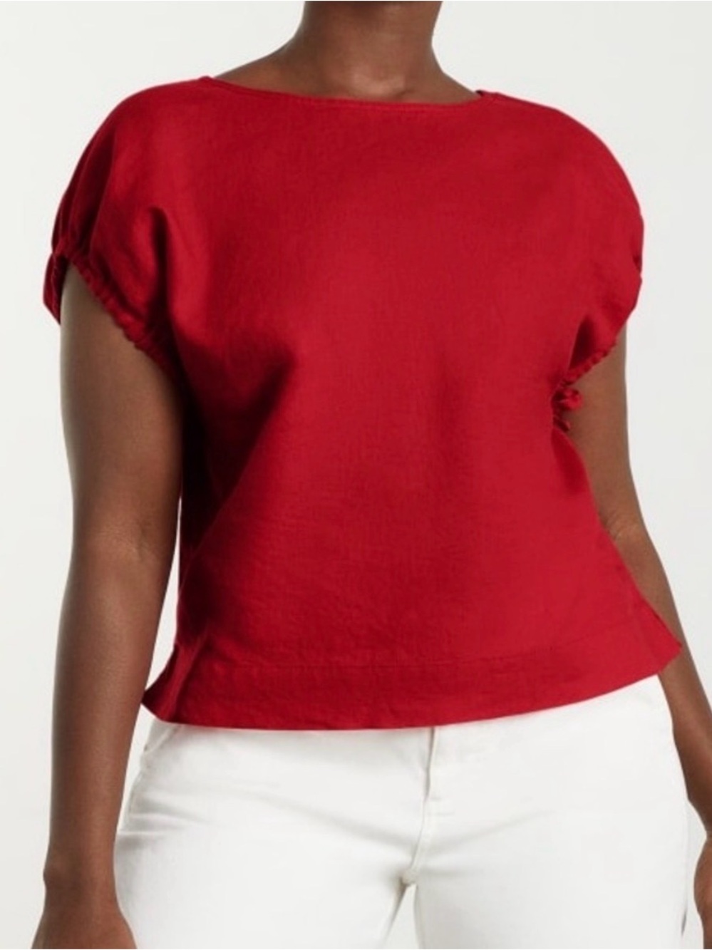 Everlane 100% Linen Red Boxy Top Size XL